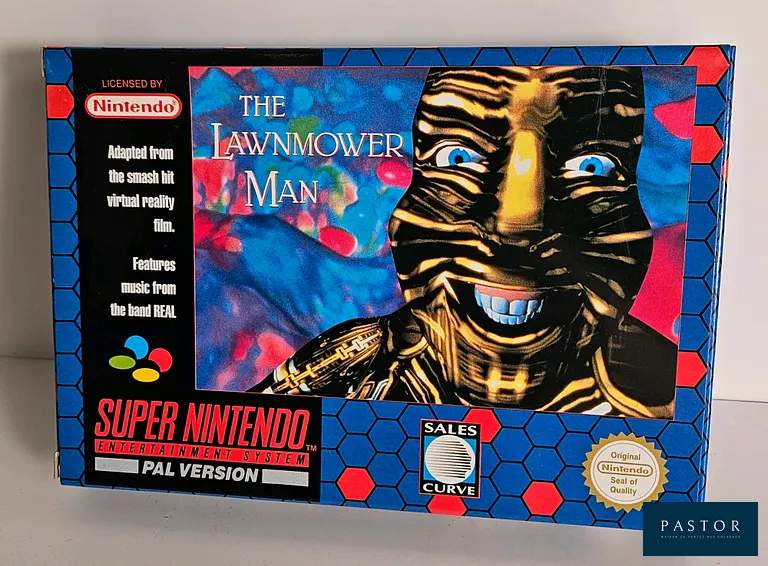 NINTENDO - SUPER NES. Jeu : The Lawnmower Man/Le Cobaye. Complet avec boite, notice et cartouche. Version SNSP UKV. TBE. Sortie : 1993. Action/Aventure