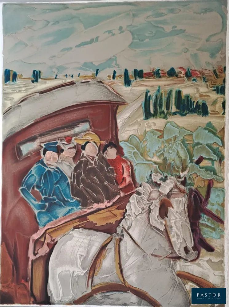 Toussaint d'Orcino (1913-1986)
La voiture à cheval

Lithographie originale, sur grand vélin d'Arches
Non signée et non numérotée, tirage limité à 300 exemplaires
Imprimée par Lucien et Georges Trotignon, 1967

Dimensions 38 x 28 cm environ
Excellent état


Expédition obligatoire, jusqu'à 5 Lithographies dans votre colis pour 14,76€ TTC en France Métropolitaine, et 29,64€ TTC pour l'Europe