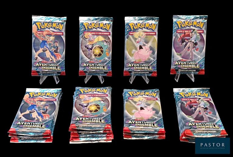 Lot de 20 boosters de 10 cartes Pokémon scellés.
Série du bloc Écarlate & Violet : Aventures Ensemble (EV09) - 4 Artsets présents.
En français.