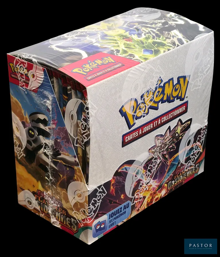 Coffret Pokémon scellé : Display (36 boosters).
Série du bloc Écarlate&Violet : Flammes Obsidiennes (EV03).
En français.