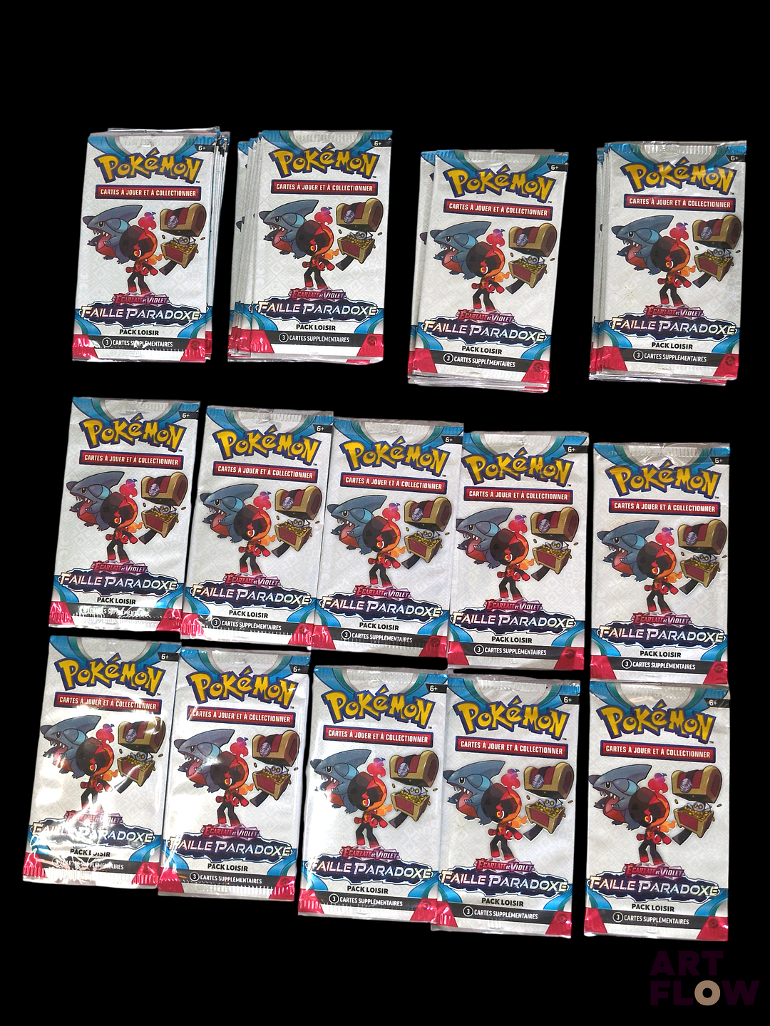 Ensemble de 50 boosters Pokémon pack loisir scellés Série du bloc écarlate et violet : faille paradoxe (EV4) En français Etat neuf