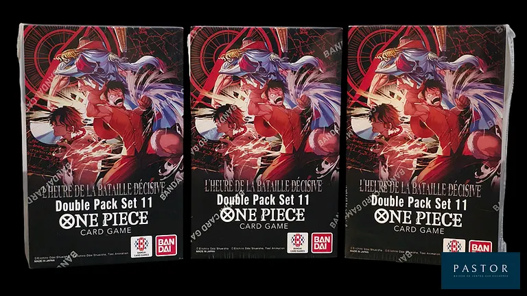 Réunion de 3 coffrets One Piece scellés - Double Pack set 11 (DP-11). 
Série OP16 : L'heure de la Bataille Décisive. 
En français.