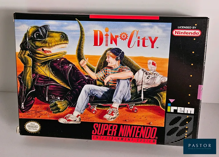 NINTENDO - SUPER NES. Jeu : Dino City. Rare. Complet avec boite, notice et cartouche. Version US. TBE. Sortie : 1992. Plateforme 2D