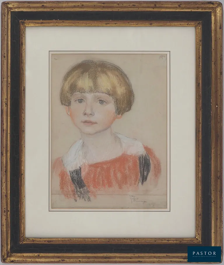 Jean-Gabriel Domergue (1889-1962)
Jeune-fille à la coupe garçonne

Dessin original au pastel
Signé en bas à droite
Sur vélin 31 x 22,5 à vue
Présenté dans un cadre bois doré 52 x 43 cm

Très bon état, petits défauts en bord de feuillet, trace de pli en bas, petits défauts au cadre (voir photos)


Expédition obligatoire, jusqu'à 5 Lithographies dans votre colis pour 14,76€ TTC en France Métropolitaine, et 29,64€ TTC pour l'Europe