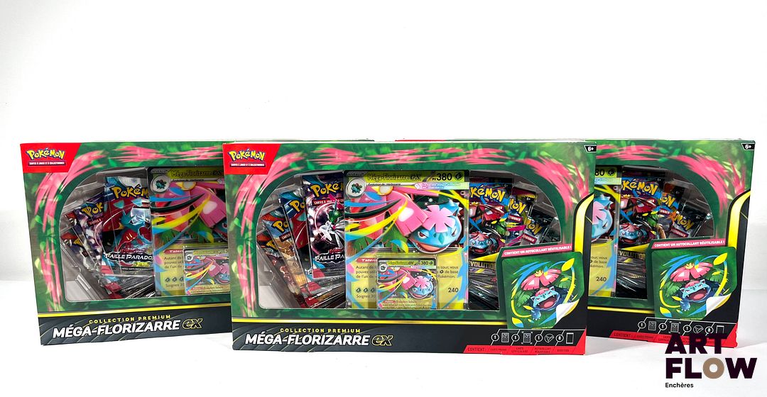 POKEMON Ensemble comprenant : 3 coffrets Pokémon collector avec figurine Méga-Florizarre Ex. Neufs