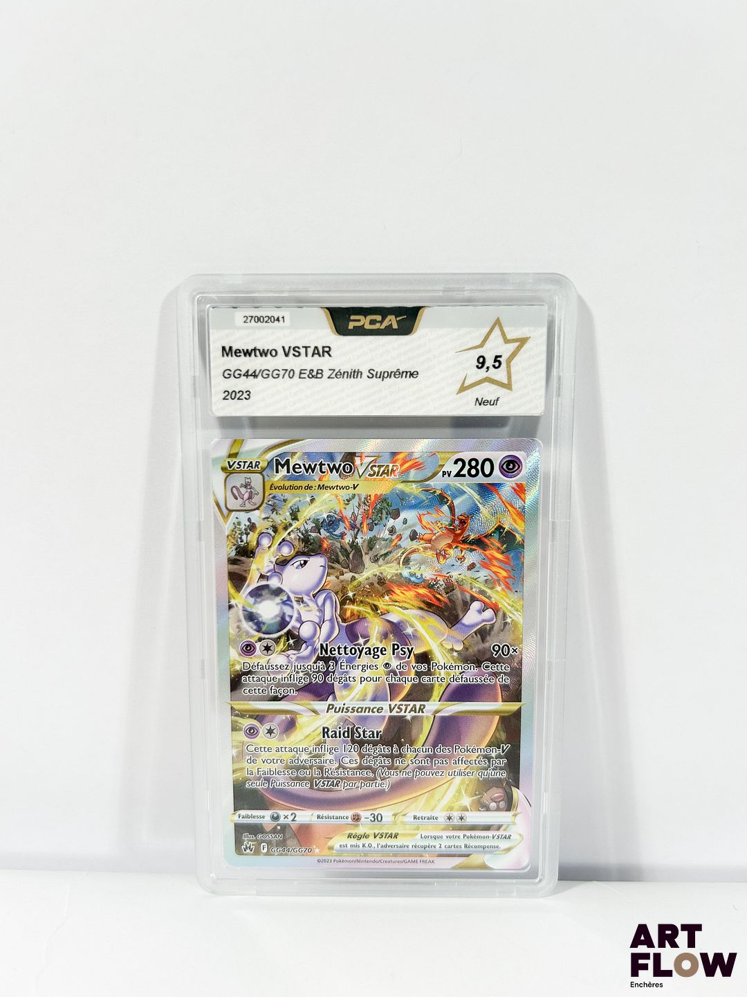 Carte Pokémon gradée Mewtwo GG40/GG70 - Galard Gallery (GG) Alternative - PCA 9,5. Série Épée&Bouclier : Zenith Suprême (EB12.5). Carte en état Neuf (PCA 9,5), en français.