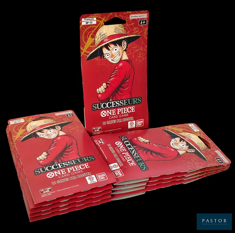 Ensemble de 10 boosters One Piece, sous blisters scellés.
Série OP-13 : Successeurs.
Scellés, en français.