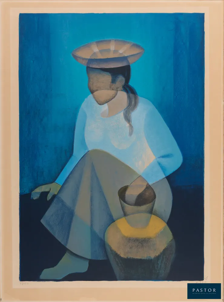 Louis TOFFOLI (1907-1999)
Péruvienne à la potiche, 1975

Lithographie originale en couleurs
Signée au crayon
Edition limitée à 150 exemplaires (ici le n°85)
Sur Vélin d'Arches 56 x 76 cm

Très bon état, traces d'encadrement dans les marges et au verso

REFERENCES : Catalogue raisonné de Perahia n°94 p.80


Expédition obligatoire, jusqu'à 5 Lithographies dans votre colis pour 14,76€ TTC en France Métropolitaine, et 29,64€ TTC pour l'Europe