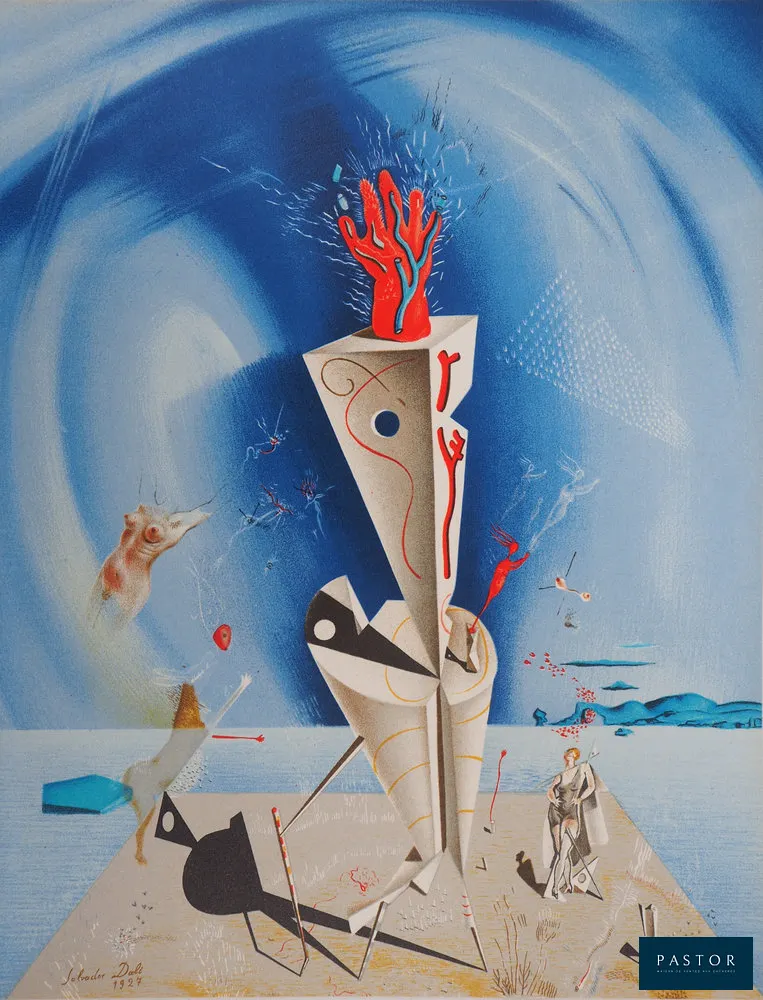 Salvador DALI (1904-1989)
Appareil surréaliste et main

Lithographie en couleurs d'après le tableau éponyme de 1927
Signée dans la planche
Sur papier épais 24 x 31 cm
Imprimée dans les Ateliers Mourlot (Paris, France) en 1974

Excellent état

INFORMATION : Le tableau est exposé au Salvador Dali Museum de St Petersburg (Floride, USA) et enregistré sous le numéro d'inventaire #1991.1


Expédition obligatoire, jusqu'à 5 Lithographies dans votre colis pour 14,76€ TTC en France Métropolitaine, et 29,64€ TTC pour l'Europe