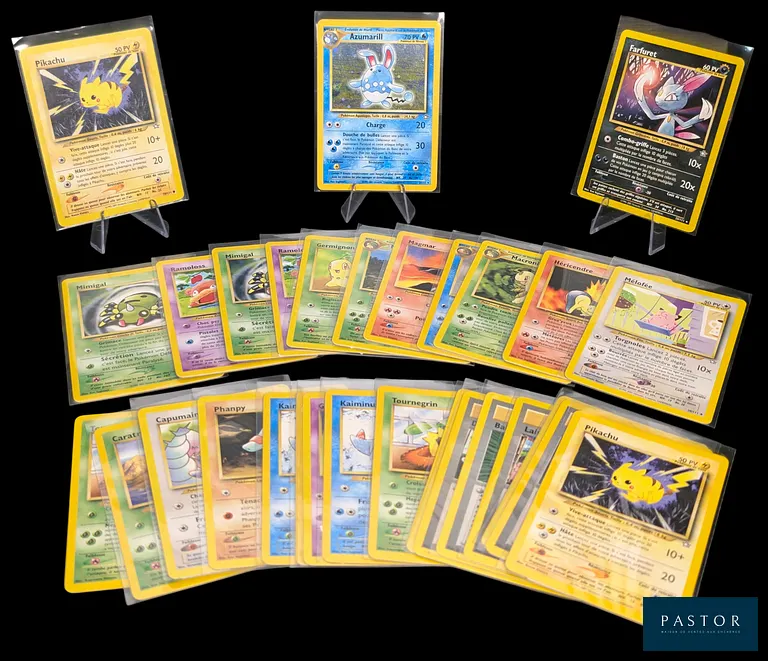 Ensemble de 30 cartes Pokémon de la série du bloc Wizards : Neo Genesis - 1 Holographique et 2 Rares.
Cartes en état global Excellent, en français.