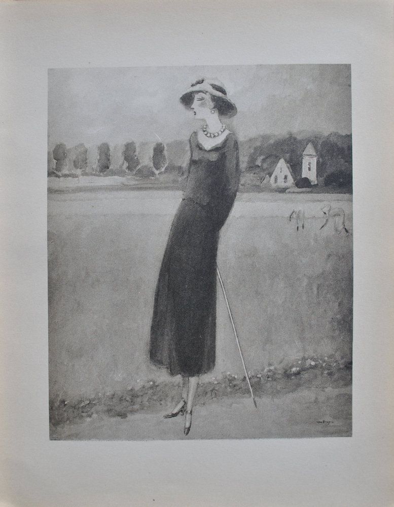 Kees VAN DONGEN (1877-1968) Elégante à la campagne, 1925 Héliogravure d&rsquo;après un dessin Signée dans la planche Sur papier, 25,5 x 19 cm environ Une seconde héliogravure figure au verso (voir photos 3 et 4) Très bon état INFORMATION : édition Floury de 1925 édité à 2000 exemplaires, il ne s&rsquo;agit pas d&rsquo;une reproduction moderne Excellent état Expédition obligatoire, jusqu&rsquo;à 5 Lithographies dans votre colis pour 14,76€ TTC en France Métropolitaine, et 29,64€ TTC pour l&rsquo;Europe