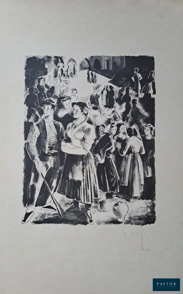 Marte Bas
Place du village

Lithographie sur vélin
Signée au crayon par l'artiste
Dimensions : 56 x 38 cm à vue

Bon état, traces jaunes et de manipulations


Expédition obligatoire, jusqu'à 5 Lithographies dans votre colis pour 14,76€ TTC en France Métropolitaine, et 29,64€ TTC pour l'Europe