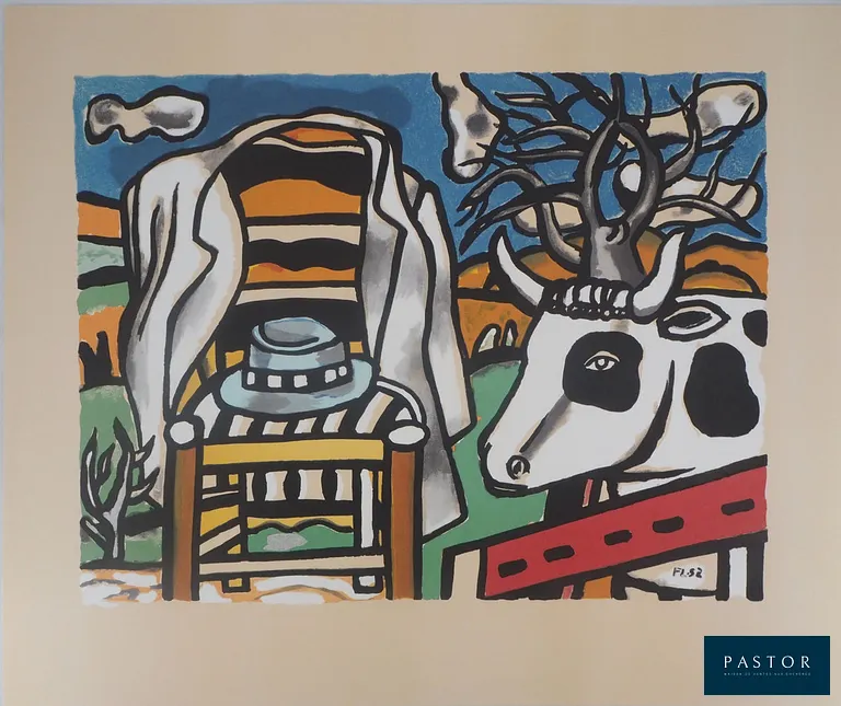 Fernand LEGER (1881-1955)
Chaise et vache

Lithographie en couleurs d'après une peinture de l'artiste
Signée dans la planche
Sur Vélin 61 x 50 cm
Editée par les Ateliers Arte/Maeght (Paris)

Excellent état


Expédition obligatoire, jusqu'à 5 Lithographies dans votre colis pour 14,76€ TTC en France Métropolitaine, et 29,64€ TTC pour l'Europe