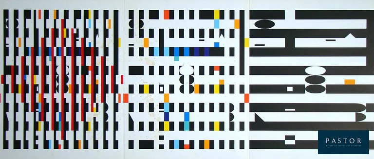 Yaacov AGAM ( 1928 ) 
Composition cinématographique, 1971 

Sérigraphie originale en couleurs sur papier d'art, non signée Publié et imprimé en 1971 par les éditions XXe Siècle, éditeur San Lazzaro, à Paris, France. L'estampe présente deux plis horizontaux tels qu'ils ont été publiés. Tirage limité à 2000 exemplaires. Format du papier : 71,0 x 31,0 cm Dimensions de l'image : 71,0 x 26,5 cm L'article est en bon état, avec quelques taches à certains endroits.


Expédition obligatoire, jusqu'à 5 Lithographies dans votre colis pour 14,76€ TTC en France Métropolitaine, et 29,64€ TTC pour l'Europe