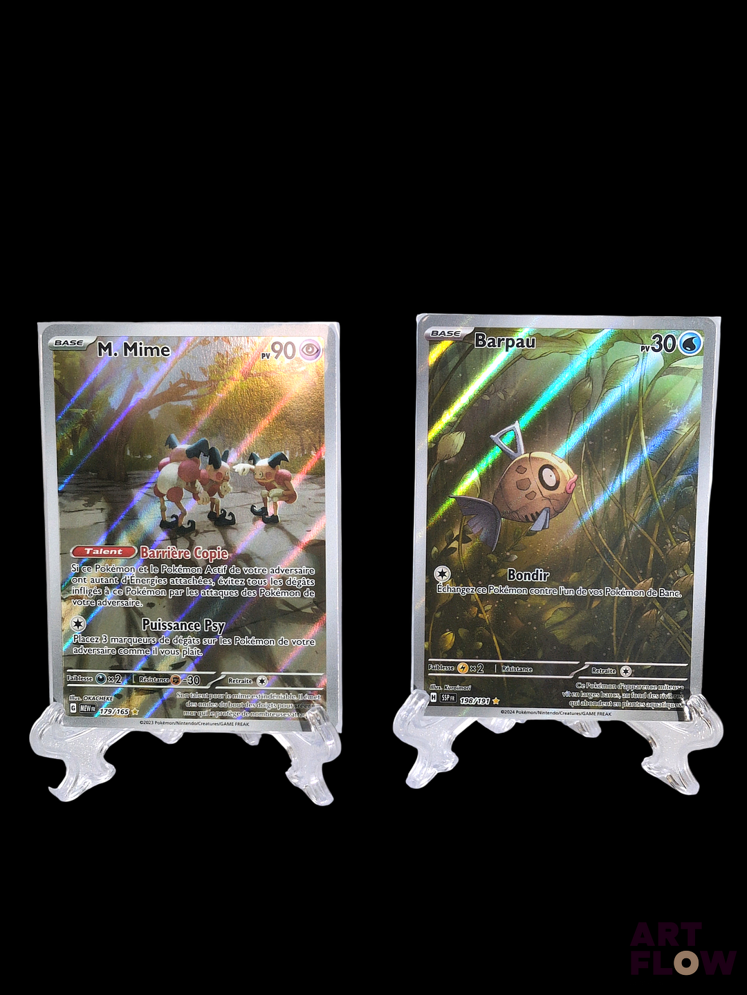Réunion de 2 cartes Pokemon : Barpau SSP 198 et M.Mime MEW 179 Carte en état Excellent sous sleeves En français