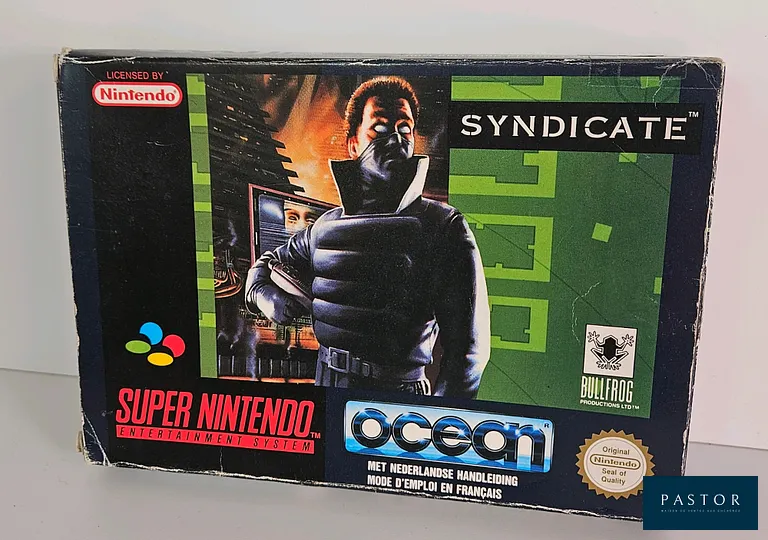 NINTENDO - SUPER NES - Jeu : Syndicate. Complet avec boite, notice, cale, cartouche. SNSP FAH. Sortie : 1994. Action