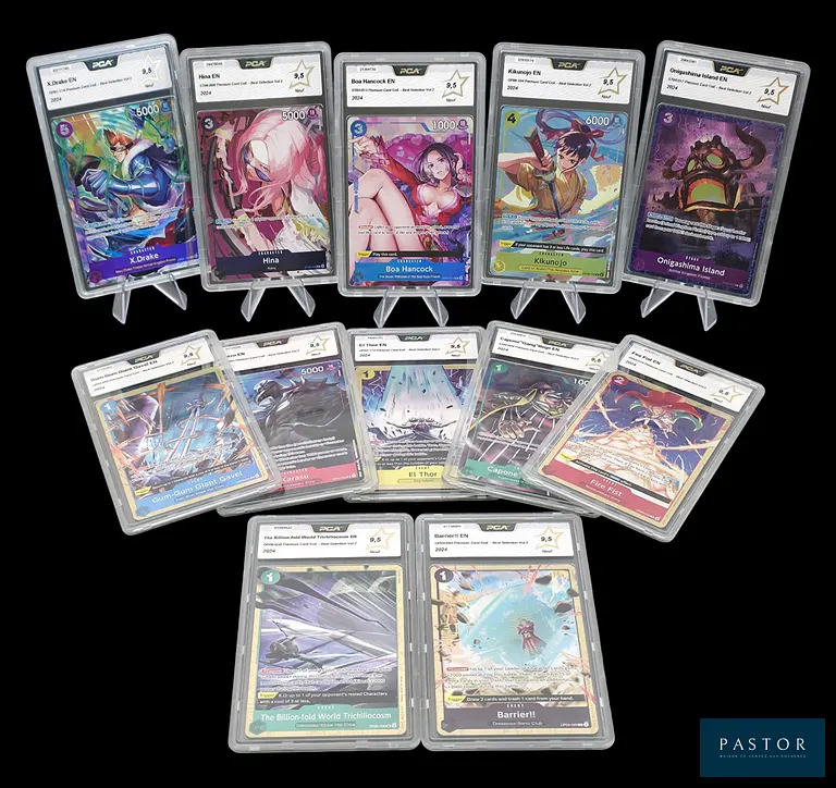 Full set One Piece des 12 cartes Promotionnelles gradées PCA 9,5  - Premium Card Collection : Best Selection Vol.2.
En anglais. - TVA Récupérable
