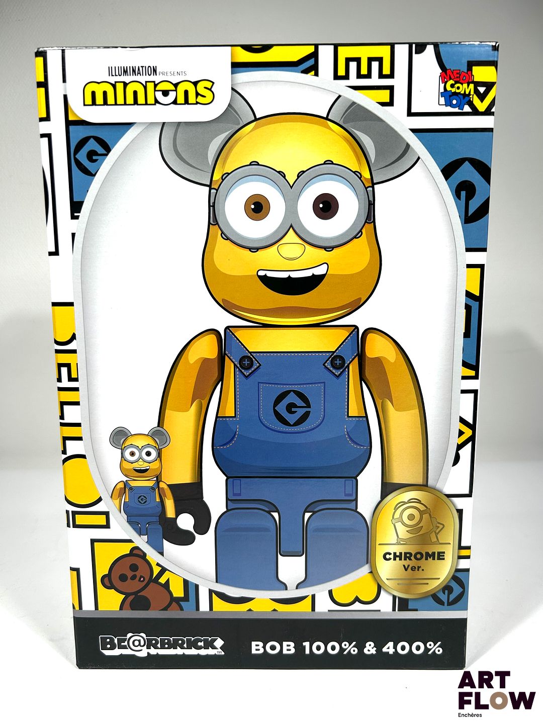 Medicom Toy 2 Bearbrick Minions, l'un en 100 % (7 cm), le second 400% (28 cm) Figurine Neuf.