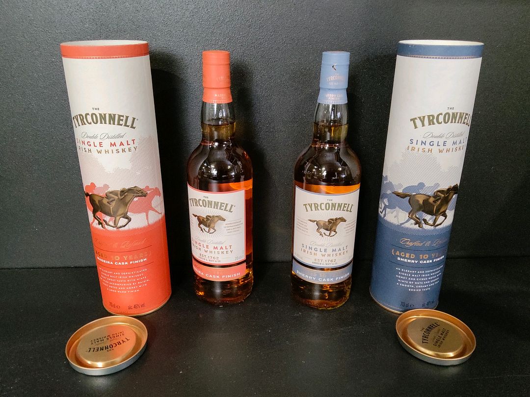 2 bouteilles de whisky TYRCONNELL MADEIRA et SHERRY 10 ans d&rsquo;âge