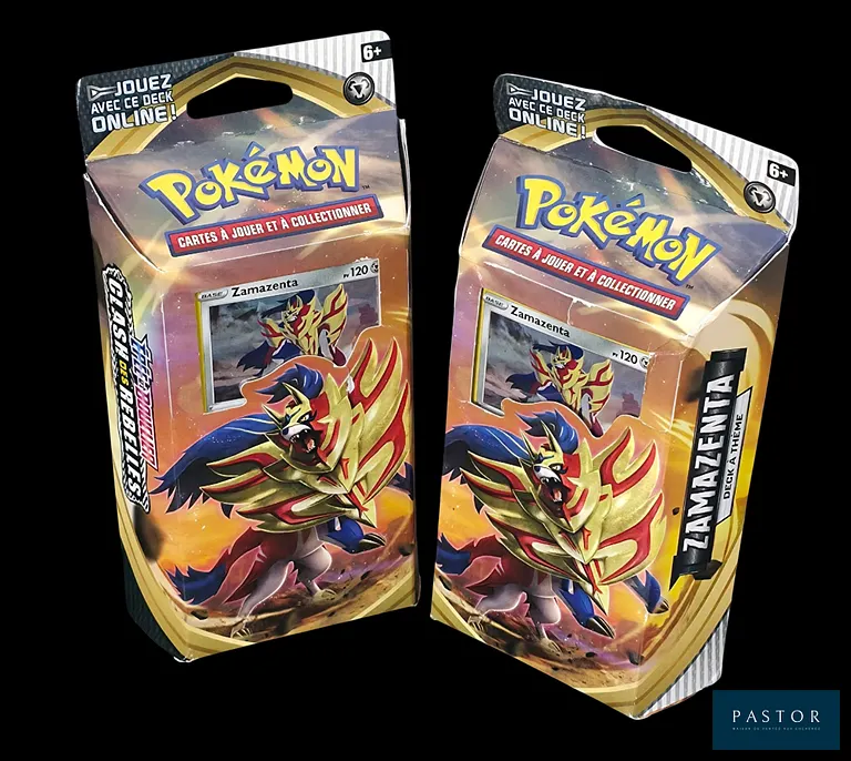 Réunion de 2 Decks Pokémon scellés - Deck à thème Zamazenta.
Série du bloc Épée&Bouclier : Clash des Rebelles.
Scellés, en français.
Les boîtes sont légèrement endommagés (Voir photos).
