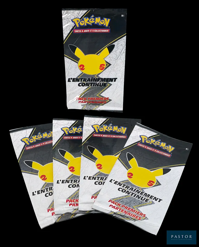 Ensemble de 5 boosters Pokémon scellés - Boosters de 2 cartes Jumbo : Pack Premiers Partenaires.
Série du bloc Épée&Bouclier : Célébration.
En français.