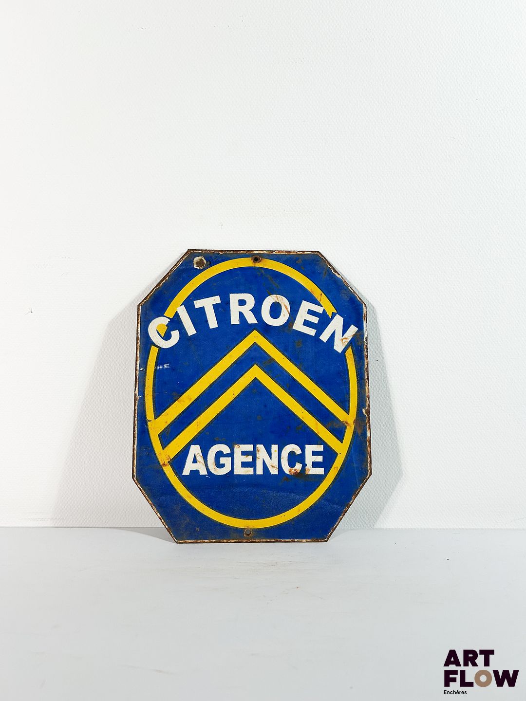 Plaque émaillée Citroen agence Dimensions : 25 x 20 cm Petits éclats et traces de rouille