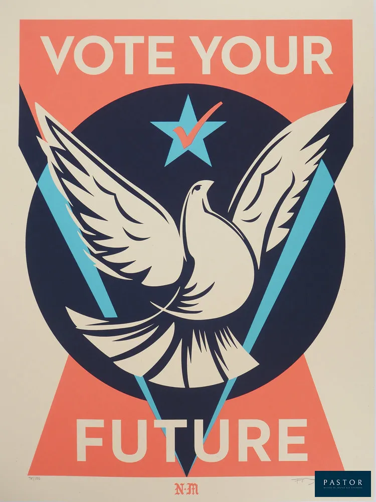 Thomas WIMBERLY (NEVERMIND)
Vote Your Future

Lithographie originale en couleurs
Signée au crayon
Sur Vélin 46 x 61 cm
Edition limitée à 100 exemplaires (ici le n°78)

Excellent état


Expédition obligatoire, jusqu'à 5 Lithographies dans votre colis pour 14,76€ TTC en France Métropolitaine, et 29,64€ TTC pour l'Europe