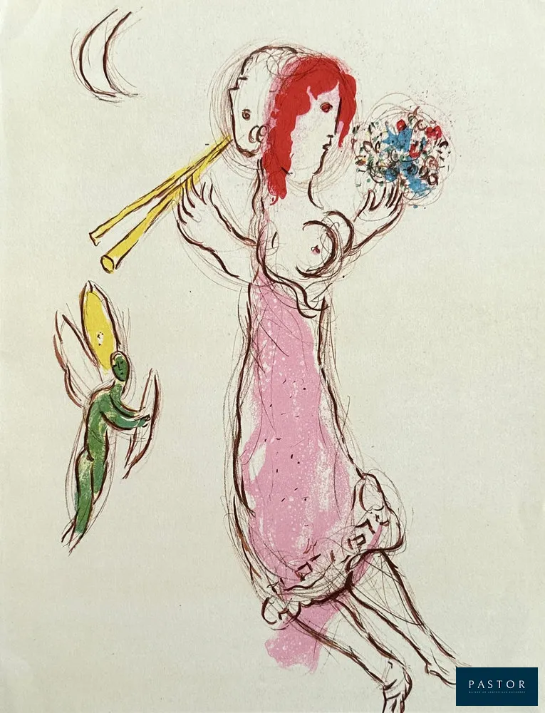 Marc Chagall (1887-1985)
Daphnis et Chloé

Lithographie originale
Non signée
Sur vélin format 31 x 24 cm
Très bon état
Édité par San Lazzaro en 1960

REFERENCE : catalogue raisonné Chagall lithographe n°227


Expédition obligatoire, jusqu'à 5 Lithographies dans votre colis pour 14,76€ TTC en France Métropolitaine, et 29,64€ TTC pour l'Europe