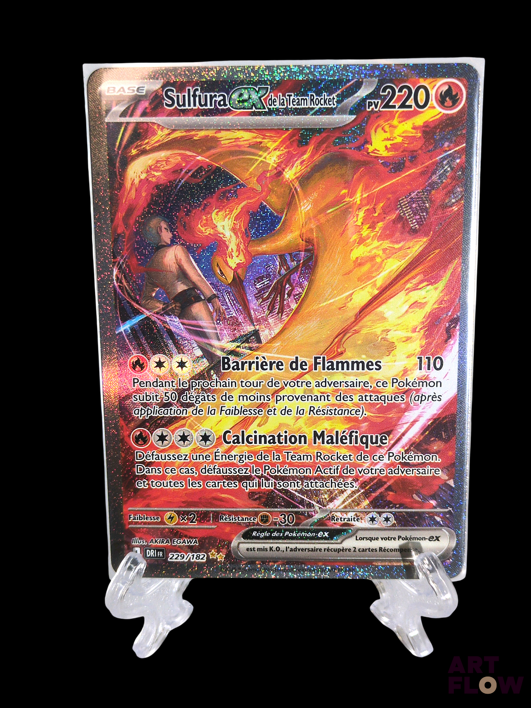 Carte Pokémon Sulfura Ex de la Team Rocket DRI 229 Série du bloc Ecarlate et violet : Rivalités Destinées (EV10) Carte en état Excellent sous sleeve En français