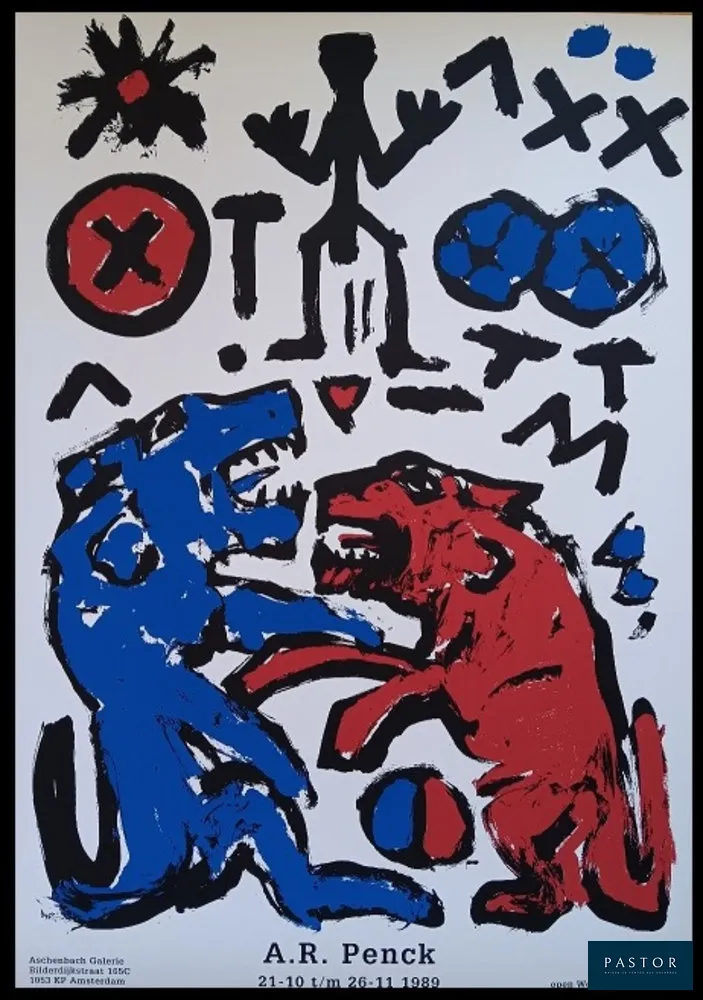 A.R. Penck (1939-2017)
Affiche originale d'exposition - Amsterdam - 1989

Dimension : 100 x 70 cm
très bon état


Expédition obligatoire, jusqu'à 5 Lithographies dans votre colis pour 14,76€ TTC en France Métropolitaine, et 29,64€ TTC pour l'Europe