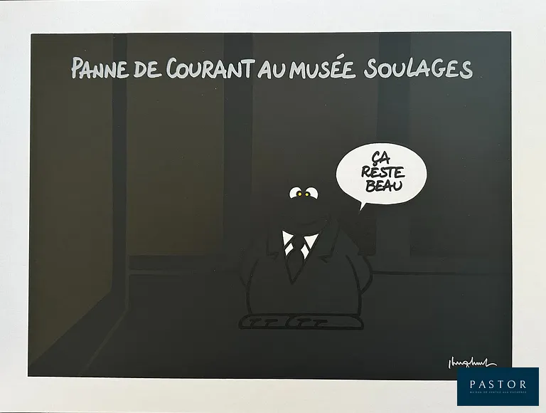 Pierre SOULAGES et Philippe GELUCK
Panne de courant au musée Soulages

Impression en sérigraphie avec signature imprimée
Livré dans une enveloppe customisé avec tampon 3D du chat
Dimensions: 30 x 40 cm

Etat neuf


Expédition obligatoire, jusqu'à 5 Lithographies dans votre colis pour 14,76€ TTC en France Métropolitaine, et 29,64€ TTC pour l'Europe