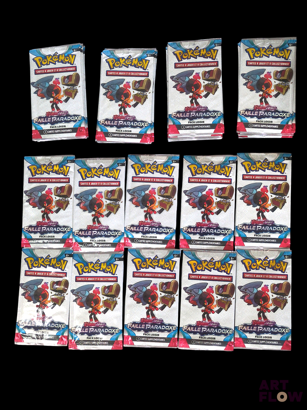 Ensemble de 50 boosters Pokémon pack loisir scellés Série du bloc écarlate et violet : faille paradoxe (EV4) En français Etat neuf