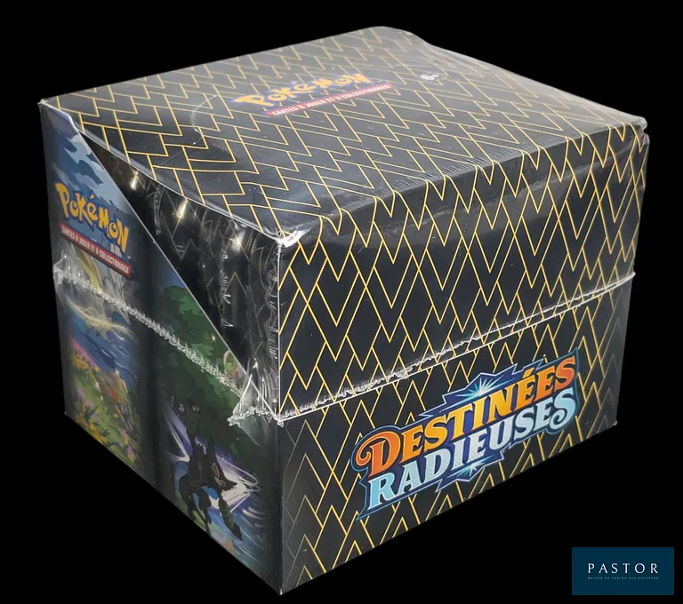 Coffret Pokémon scellé : Display de Mini-tins (10).
Série du bloc Épée&Bouclier : Destinées Radieuses (EB4.5).
En français.