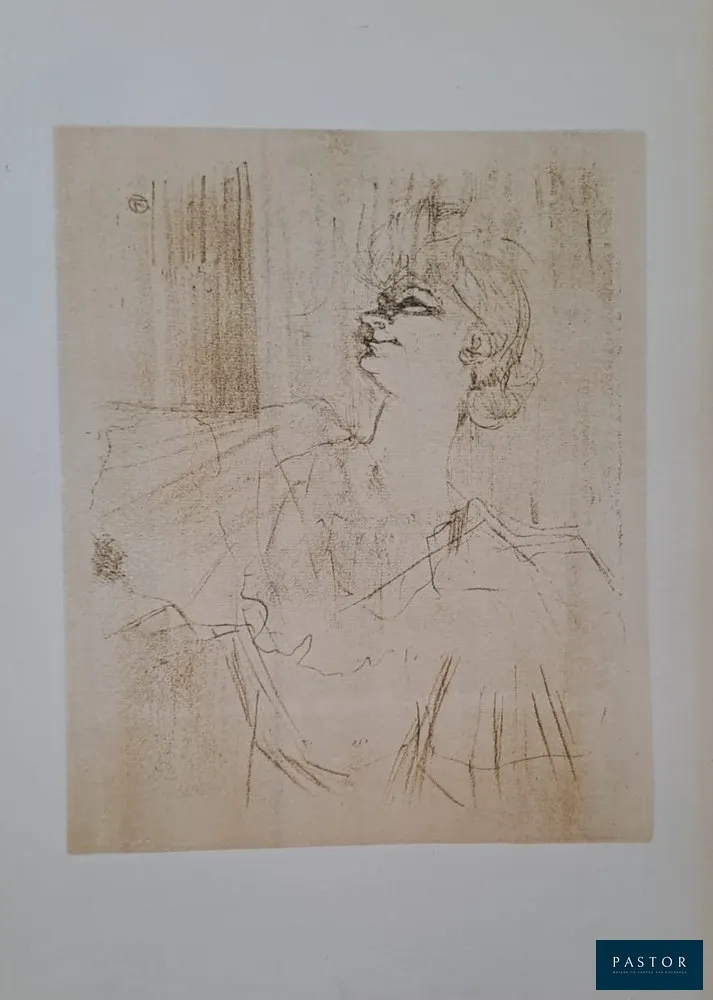Henri de Toulouse-Lautrec (d'après) (1864-1901)
Yvette Guilbert, à Ménilmontant, de Bruant

Tirage lithographique sur papier Polifilo
D'après une lithographie originale de Toulouse-Lautrec
Cachet de la signature
Imprimé en 1947
Extrait d'un portfolio édité à 771 exemplaires, n°160
Dimensions : 35 x 25 cm

Parfait état


Expédition obligatoire, jusqu'à 5 Lithographies dans votre colis pour 14,76€ TTC en France Métropolitaine, et 29,64€ TTC pour l'Europe