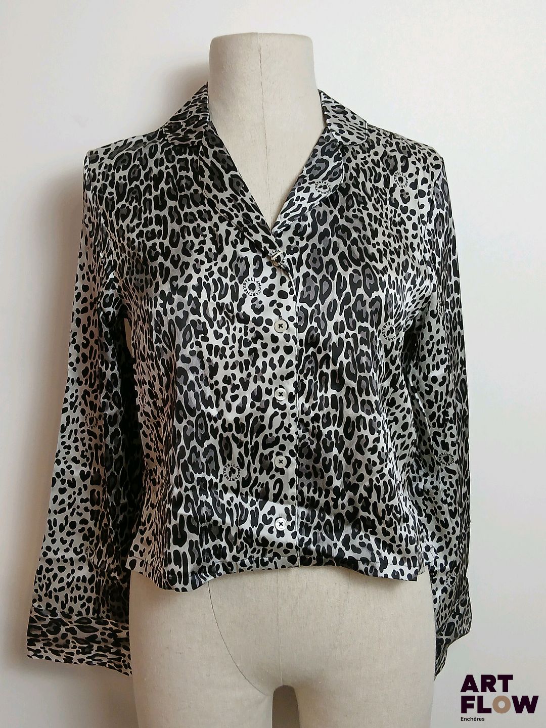 STELLA McCARTNEY - Chemise courte motif léopard en soie et élasthane - Taille S