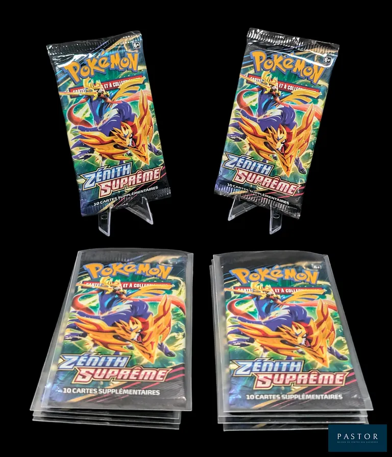 Ensemble de 10 boosters Pokémon scellés 
Série du bloc Épée&Bouclier : Zenith Suprême (EB12.5).
En français.
