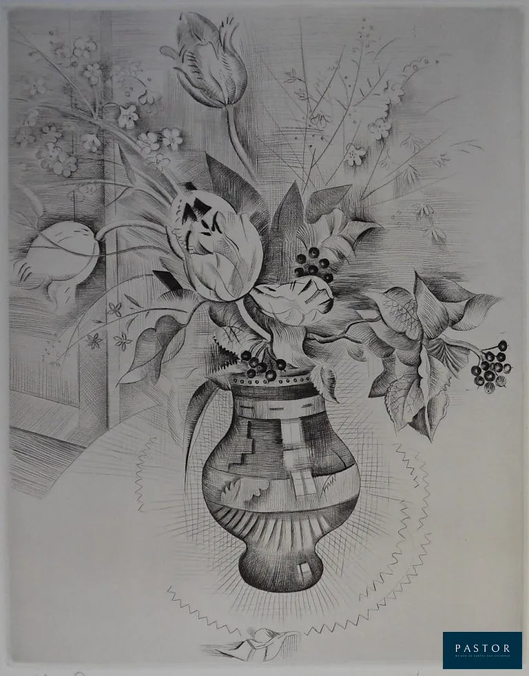 Emilia "Mily" POSSOZ (1888-1967)
Le bouquet de tulipes

Gravure originale
Signée au crayon
Edition limitée à 35 exemplaires

(la numérotation peut varier)
Sur Vélin BFK Rives 38 x 51 cm
Excellent état

INFORMATION : Authentifiée par le cachet sec de l'éditeur "Marcel Guiot"


Expédition obligatoire, jusqu'à 5 Lithographies dans votre colis pour 14,76€ TTC en France Métropolitaine, et 29,64€ TTC pour l'Europe