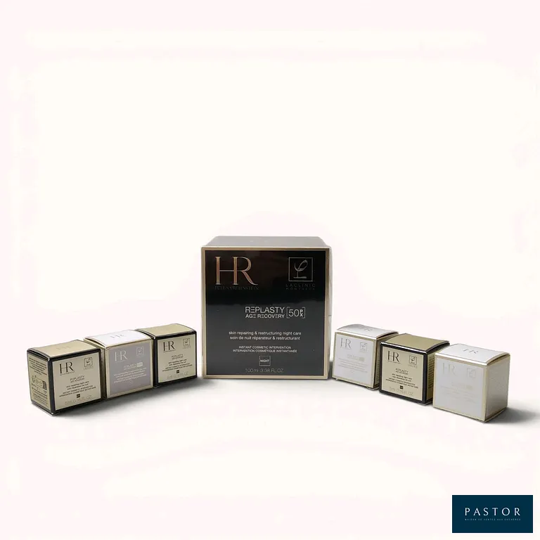 HELENA RUBINSTEIN. Lot composé d'un soin de nuit réparateur et restructurant "Replasty Age Recovery", 100 ml, sous blister, et de 6 miniatures de la même gamme. NEUFS  - TVA Récupérable