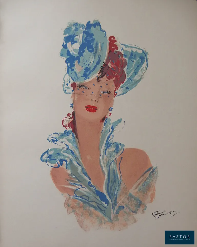 Jean-Gabriel DOMERGUE
Jeune femme au bibi bleu, 1956

Lithographie originale
Signée dans la planche
Sur Vélin BFK Rives 40 x 31 cm

Excellent état

INFORMATIONS :
Cette lithographie a été créée pour illustrer le portfolio "La Parisienne" (texte de Cécil Saint-Laurent) publié en 1956 par Joseph Foret et imprimé dans les ateliers de Dominique Viglino.
L'édition a été limitée à 197 exemplaires


Expédition obligatoire, jusqu'à 5 Lithographies dans votre colis pour 14,76€ TTC en France Métropolitaine, et 29,64€ TTC pour l'Europe