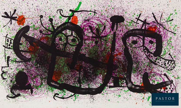 Joan MIRO (1893-1983)
Ma de proverbis

Lithographie originale en couleurs
Signée dans la planche
Sur Vélin 55 x 37 cm
Imprimée dans les Ateliers Mourlot (Paris, France) en 1974

Excellent état

REFERENCES : Catalogue raisonné Maeght / Miro lithograph IV, #673


Expédition obligatoire, jusqu'à 5 Lithographies dans votre colis pour 14,76€ TTC en France Métropolitaine, et 29,64€ TTC pour l'Europe