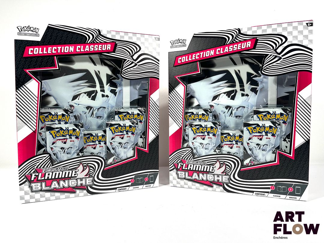 POKEMON Ensemble comprenant : 2 coffrets Pokémon - Collection classeur - Série Écarlate & Violet : Flamme Blanche (EV10.5). Scellés et en Français. Neufs