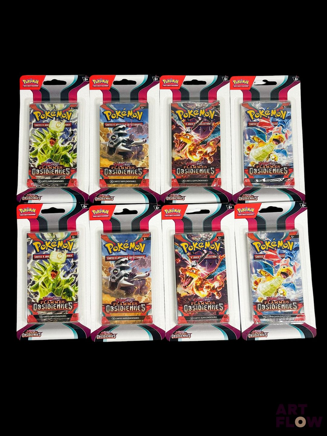 Réunion de 2 artset Pokemon Série du bloc Ecarlate et violet : Flammes obsidiennes (EV03) Scellés En français