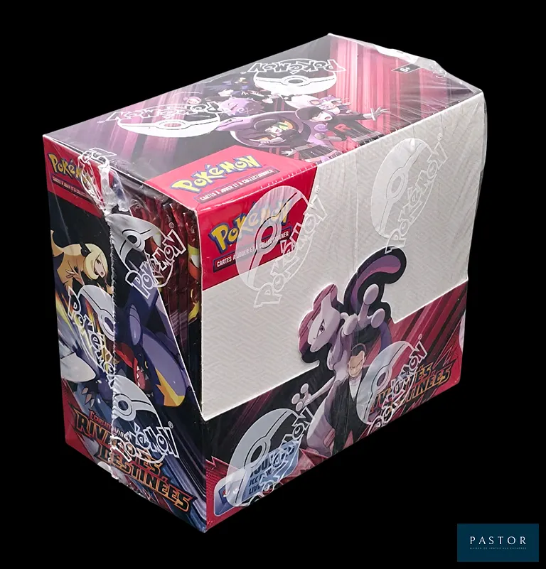 Coffret Pokémon scellé : Display (36 boosters).
Série du bloc Écarlate&Violet : Rivalités Destinées (EV10). 
En français.
Le scellage ainsi que le coffret sont déchiré sur la face avant (Voir photos). - TVA Récupérable