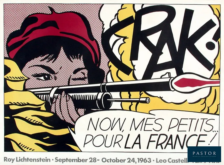 Roy Lichtenstein (d'après)
CRAK ! - 1963

Lithograpie offset imprimée en couleur sur papier fait main
Poster d'exposition pour Leo Castelli Gallery, NYC

72x54cm / 28x21in
Très bon état


Expédition obligatoire, jusqu'à 5 Lithographies dans votre colis pour 14,76€ TTC en France Métropolitaine, et 29,64€ TTC pour l'Europe