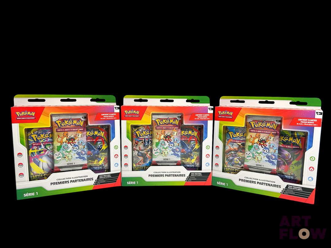 Réunion de 3 coffrets Pokémon scellés : Collection illustration Premiers partenaires. Série 1 En français.