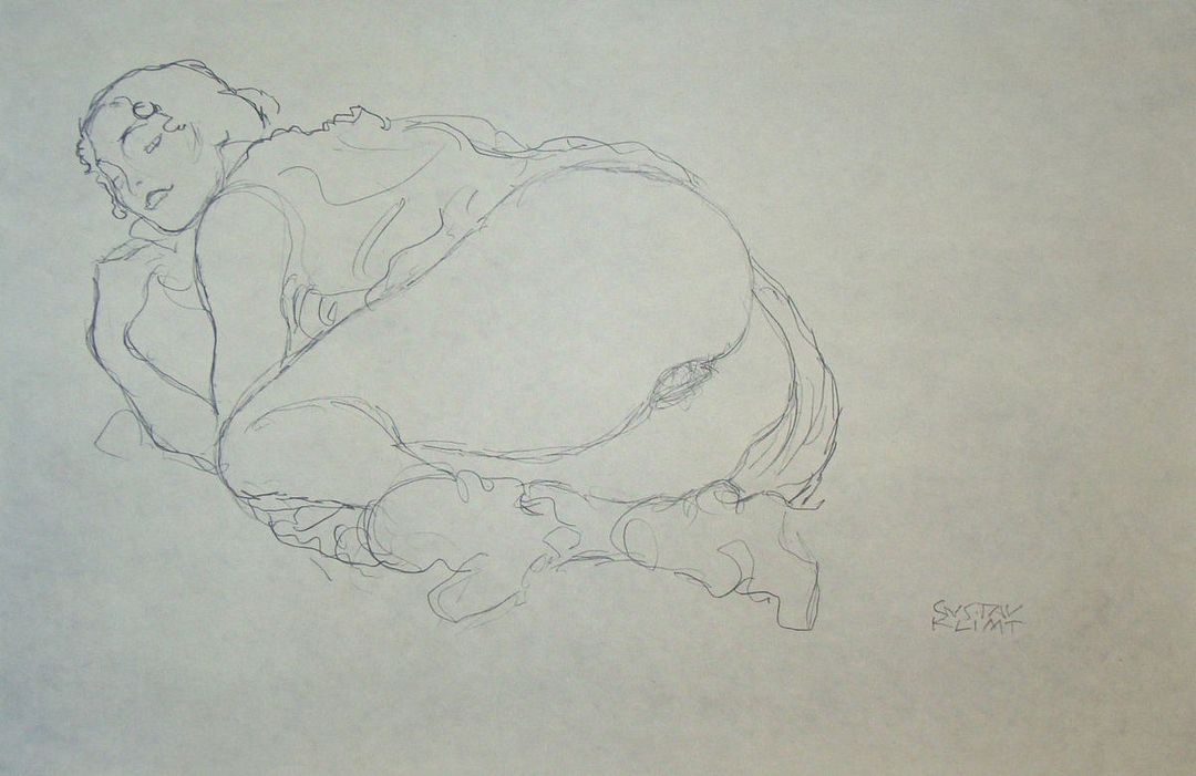 Gustav Klimt (d&rsquo;après) ( 1862-1918 ) Dessin érotique, 1979 Lithographie offset en couleurs sur papier crème épais. Elle porte la signature de Gustav Klimt en bas à droite. Publié et imprimé en 1979 d&rsquo;après le dessin original de 1912 par DuMont Verlag en coopération avec la Galerie Welz à Salzbourg, Autriche. Dimensions de l&rsquo;image : 23,0 x 35,5 cm Format du papier : 30,0 x 41,0 cm L&rsquo;article est en très bon état. Expédition obligatoire, jusqu&rsquo;à 5 Lithographies dans votre colis pour 14,76€ TTC en France Métropolitaine, et 29,64€ TTC pour l&rsquo;Europe