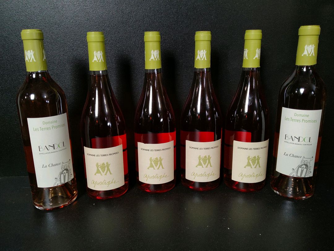 Lot de 6 bouteilles de rosé : 4 L’apostrophe Coteaux-Varois-en-Provence 2024 et 2 Domaine des Terres Promises Bandol La Chance 2024