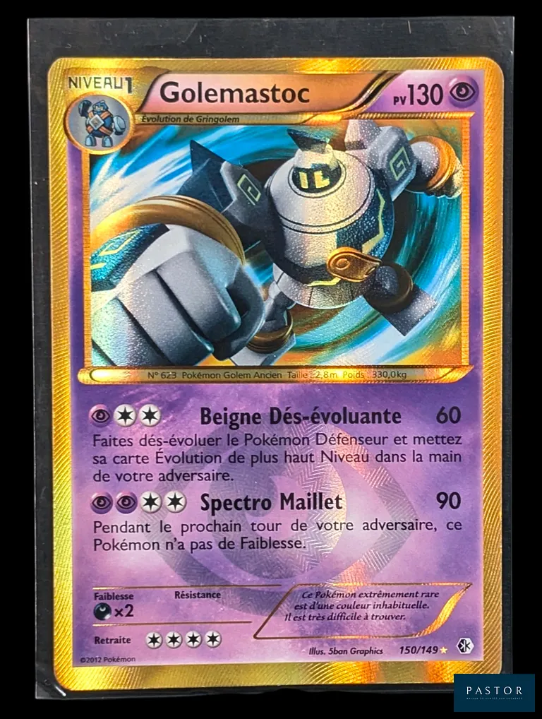 Carte Pokémon Golemastoc 150/149 - Secrète.
Série du bloc Noir&Blanc : Frontières franchies.
Carte en état Excellent, en français.