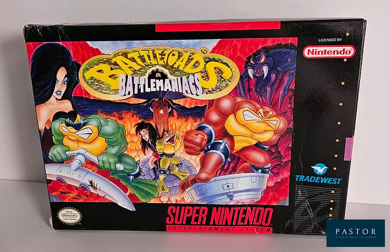 NINTENDO - SUPER NES. Jeu : Battletoads in Battlemaniacs. Complet avec boite, notice, cartouche et cale. Culte. Version : US. Sortie : 1991. Beat them all