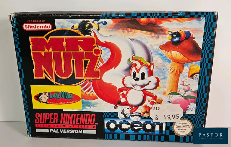 NINTENDO - SUPER NES - Jeu : Mr Nutz. Complet avec boite, cale, notice, cartouche. SNSP NOE. Plateforme 2D. Sortie : 1993